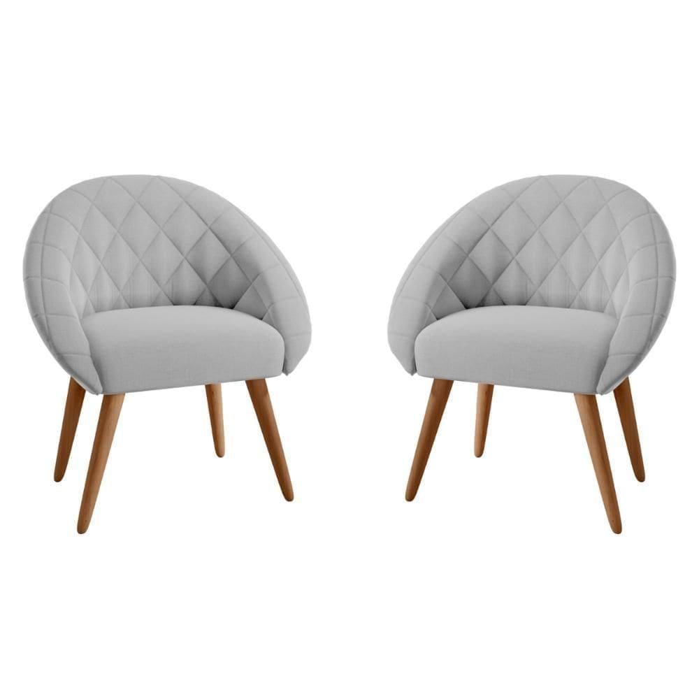 Conjunto Poltrona Decorativa Maricá Linha Cinza