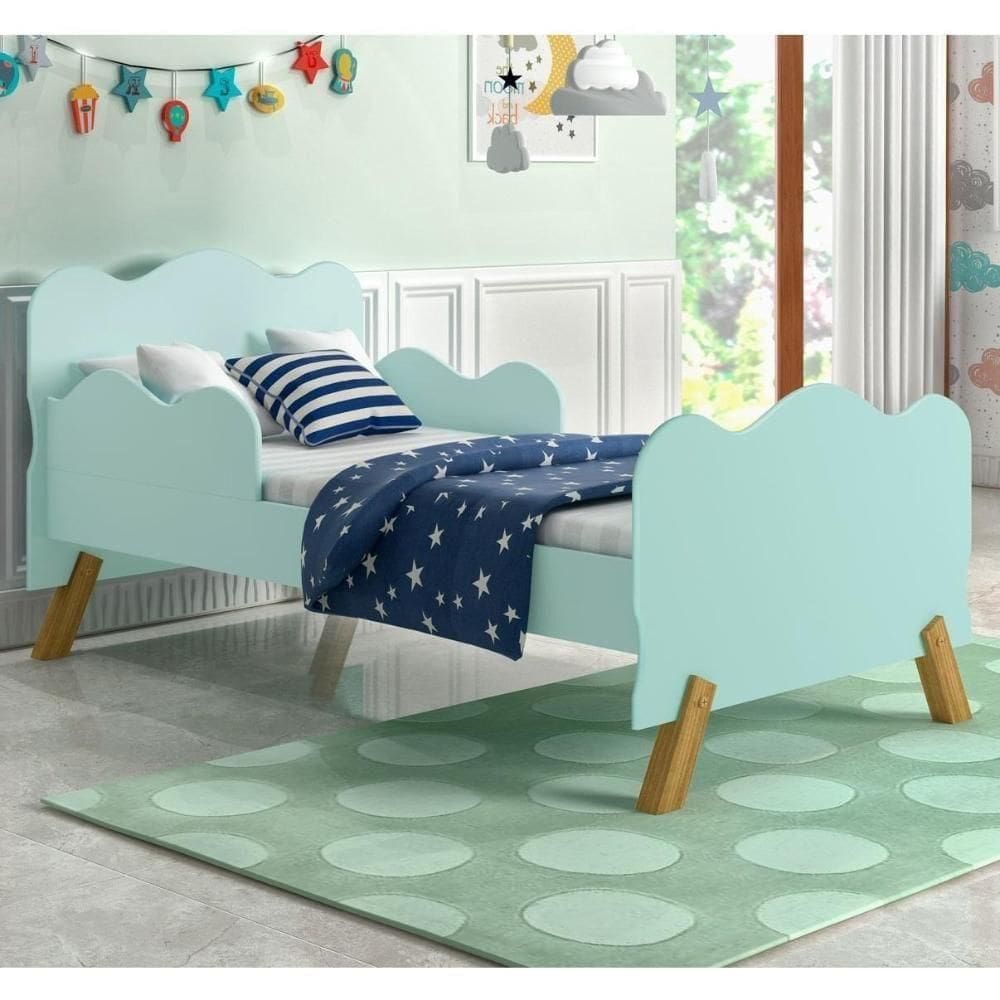 Cama Infantil Nuvenzinha Verde Com Colchão