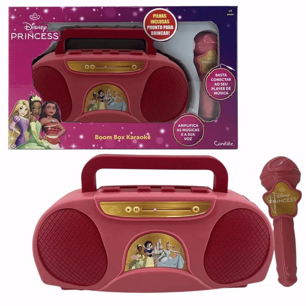 Brinquedo Boombox e Karaoke Princesas Infantil Candide