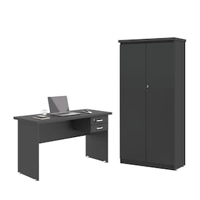 Mesa De Escritorio Com Armário 2 Portas Pampulha Preto Onix
