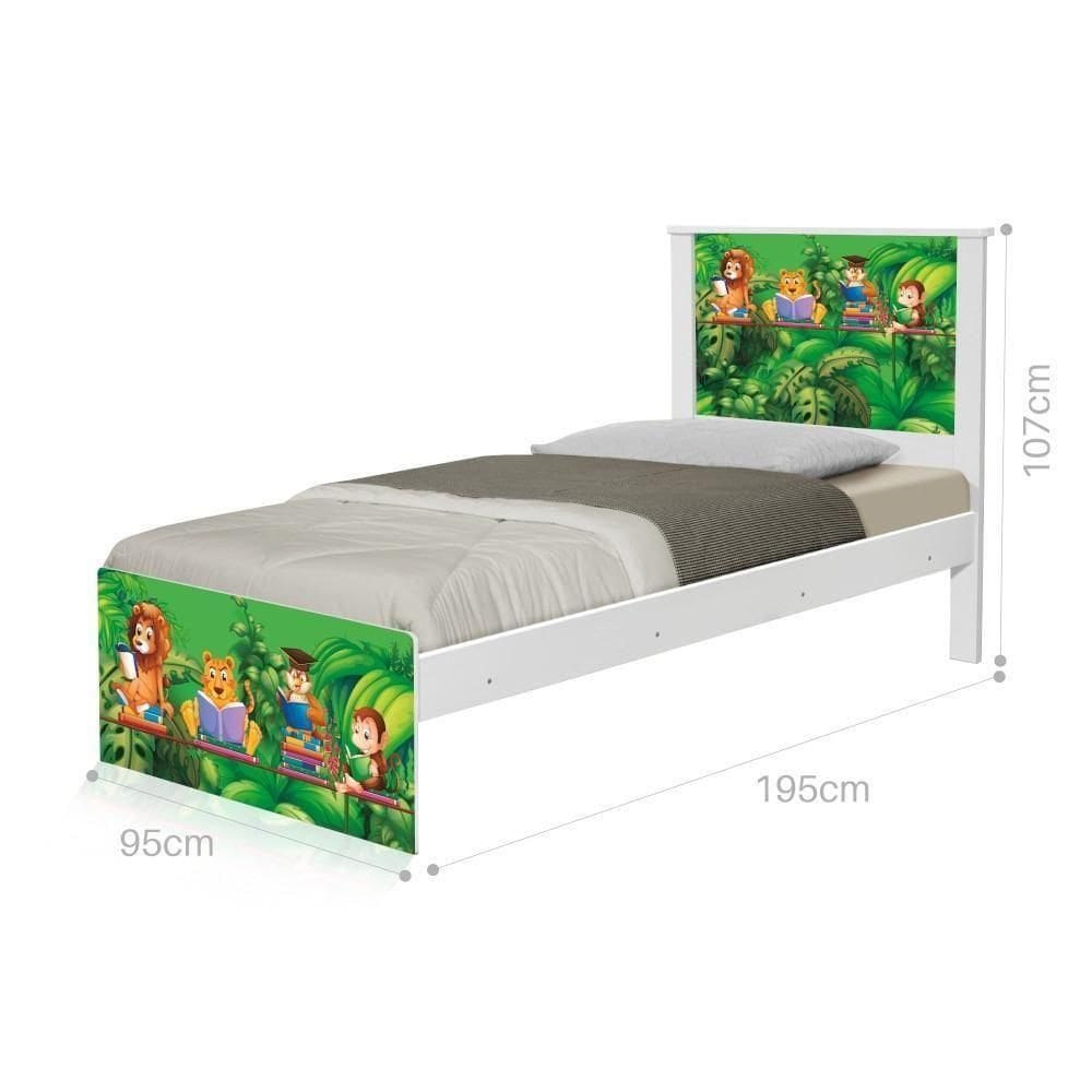 Cama Solteiro Com Cabeceira Adesivada Safari