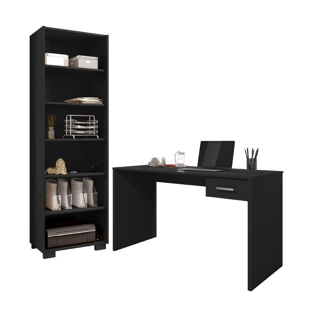 Conjunto Escrivaninha E Livreiro Eloise Preto Trama