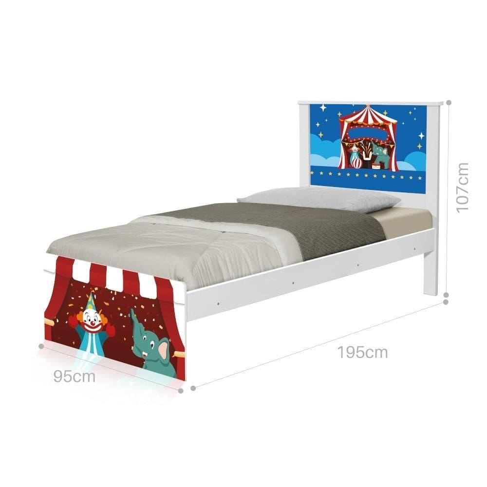 Cama Solteiro Com Cabeceira Adesivada Circo