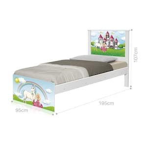 Cama Solteiro Com Cabeceira Adesivada Princesa Encantada