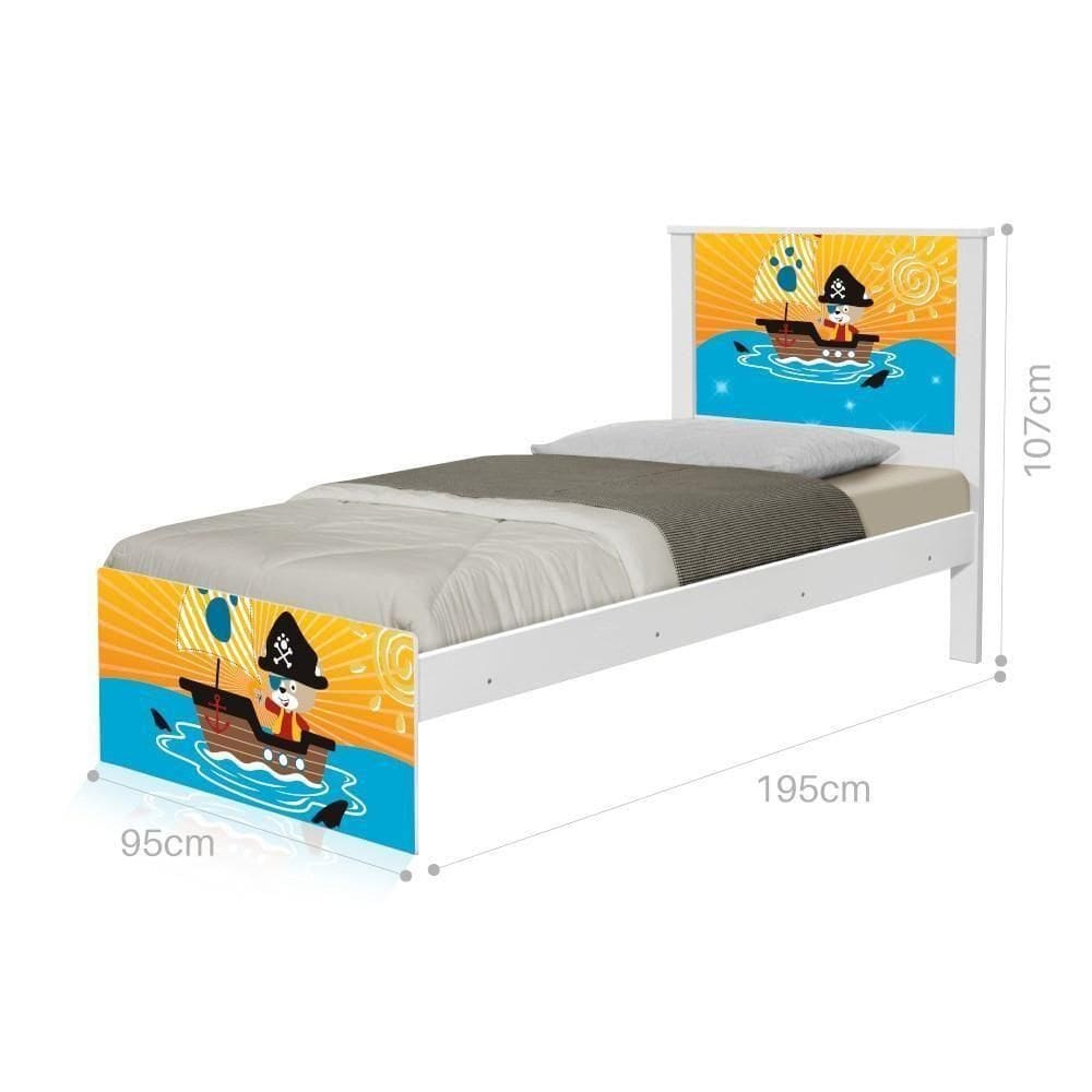 Cama Solteiro Com Cabeceira Adesivada