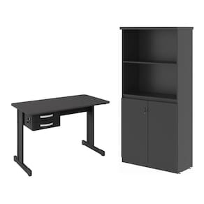 Armario E Mesa Para Escritório 1,20 Geórgia Preto Onix
