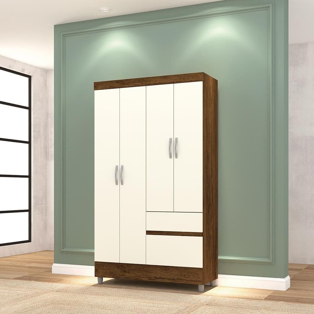 Guarda Roupa 4 Portas Spectra Imbuia Champanhe