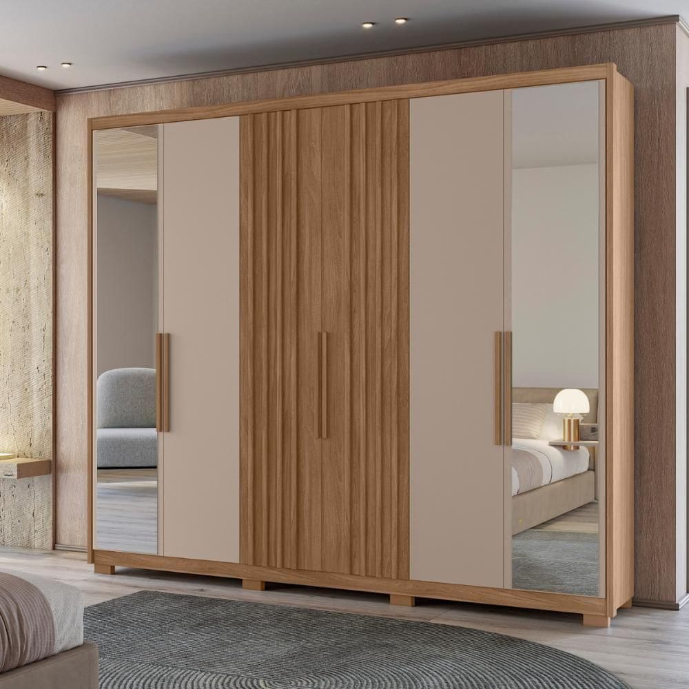 Conjunto Guarda Roupa Espelho E Comoda Bianca Carvalho Fendi