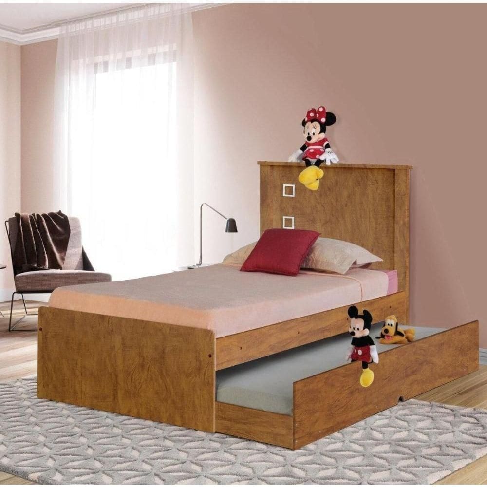 Cama Solteiro Alicante Mel Com Auxiliar Com Cabeceira