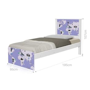 Cama Solteiro Com Cabeceira Adesivada Mapa Viagens