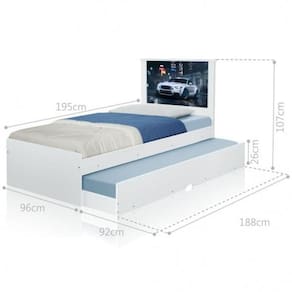 Cama Bibox Solteiro Carro Branco Potente Com Colchões