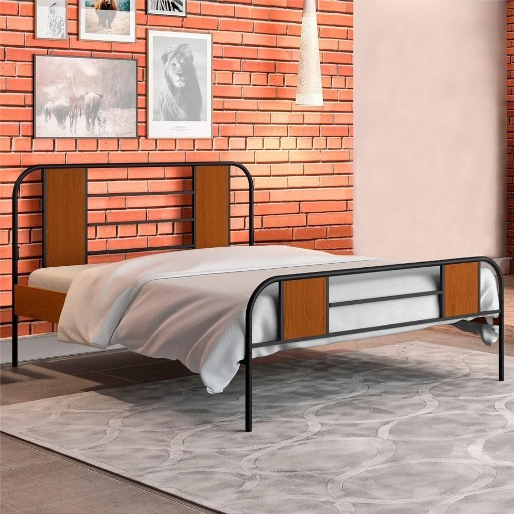 Cama Casal Industrial Magali Preto Canela