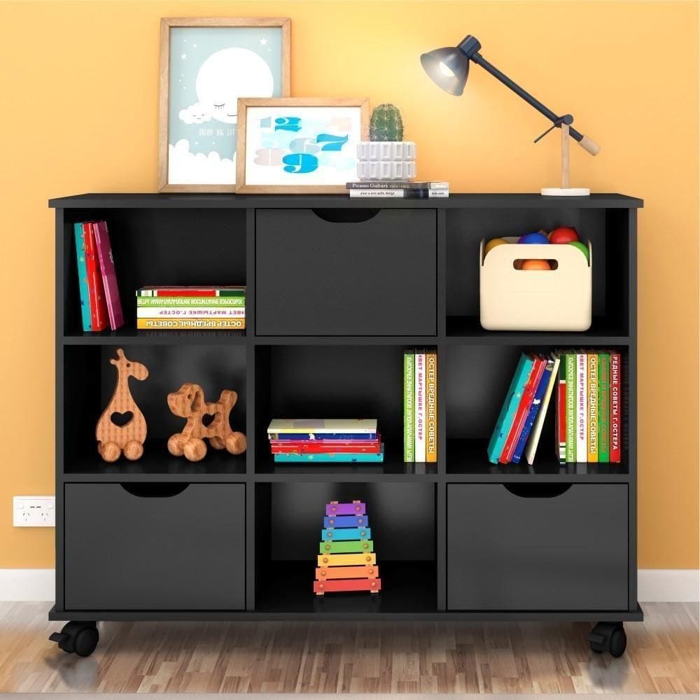 Nicho Organizador Com Rodinhas Portland Preto Com Gavetas