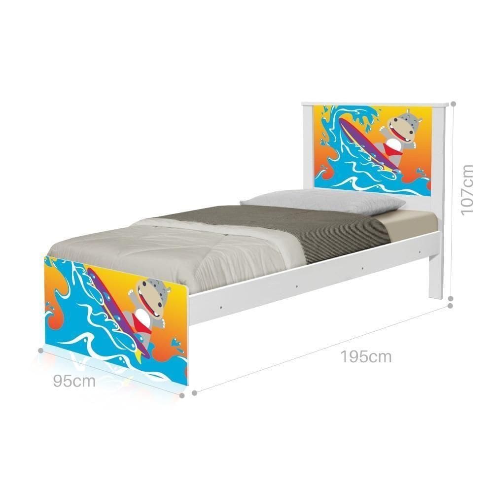 Cama Solteiro Com Cabeceira Adesivada Surfista