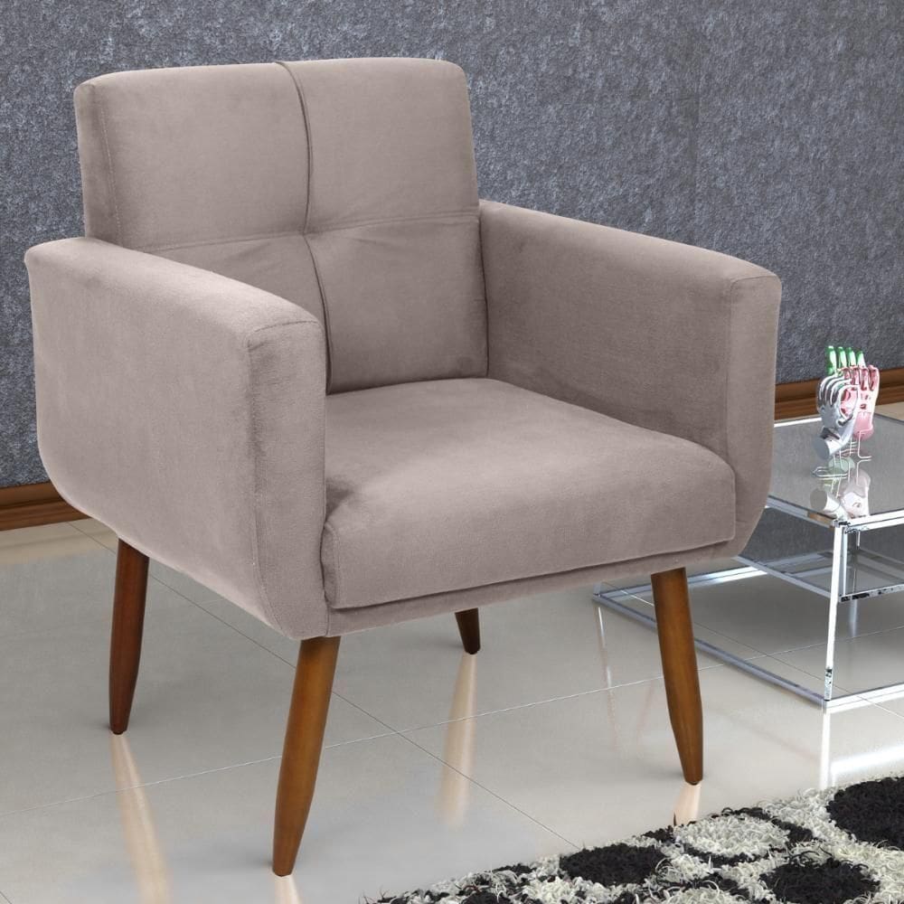 Poltrona Decorativa Itaqui Suede Bege