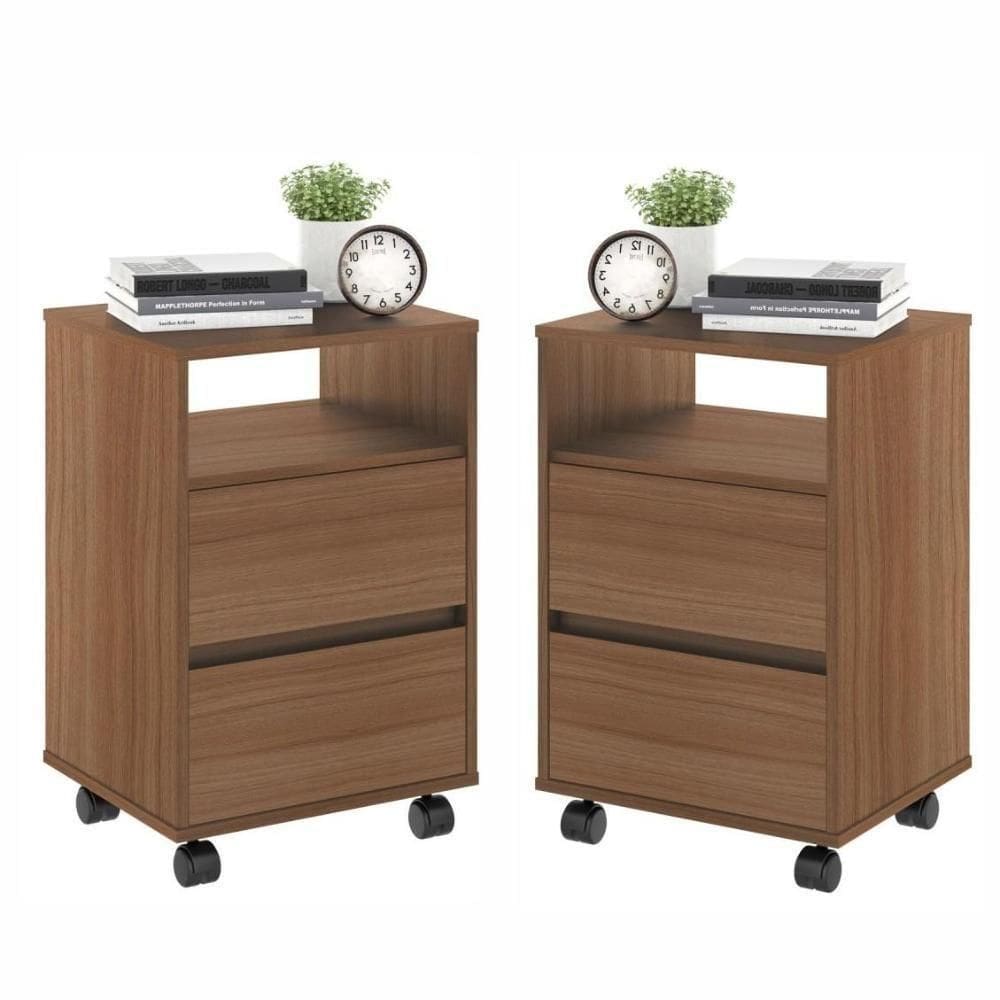 Conjunto Mesa De Cabeceira Com Rodízios Nadi Montana