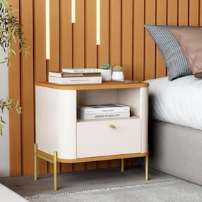 Mesa De Cabeceira Sweet Dreams Off White Nature Dourado