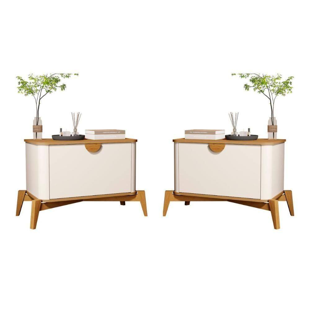 Conjunto Mesa De Cabeceira San Marino Off White Nature
