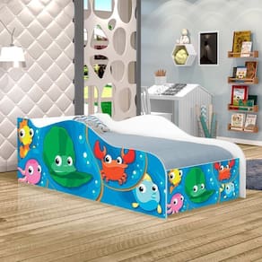 Cama Fun Fundo Do Mar Peixes Solteiro Com Colchão