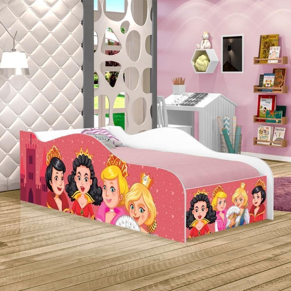 Cama Carro Fun Adesivada Princesas Medievais Solteiro