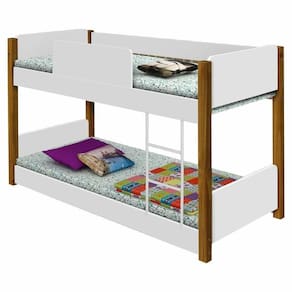 Beliche Infantil Com Escada Branco E Mel
