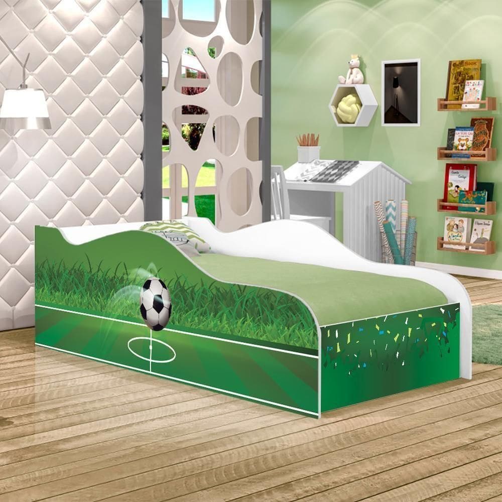 Cama Carro Fun Adesivada Futebol Solteiro