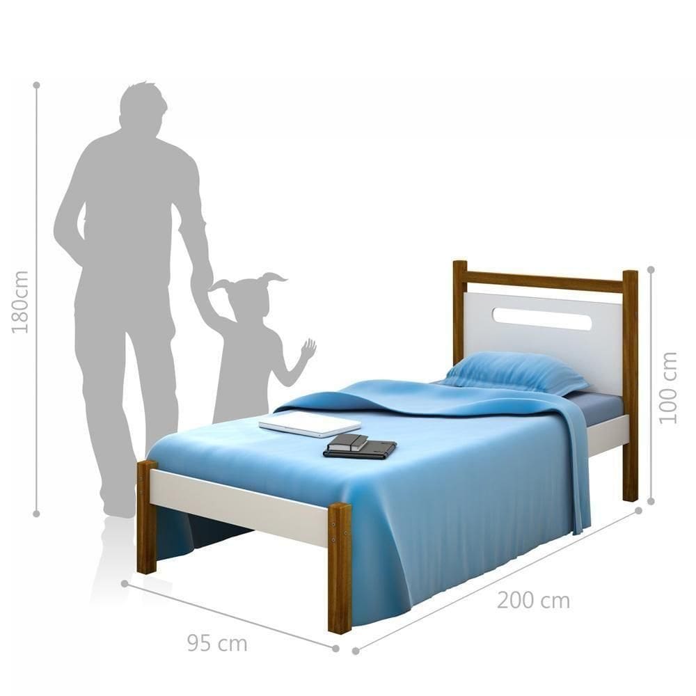 Cama Solteiro Com Cabeceira E Auxiliar Helo