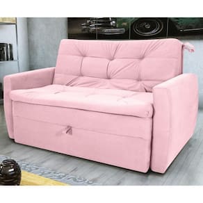 Sofá Cama Para Sala De Estar Hiro Veludo Turkey Rosa