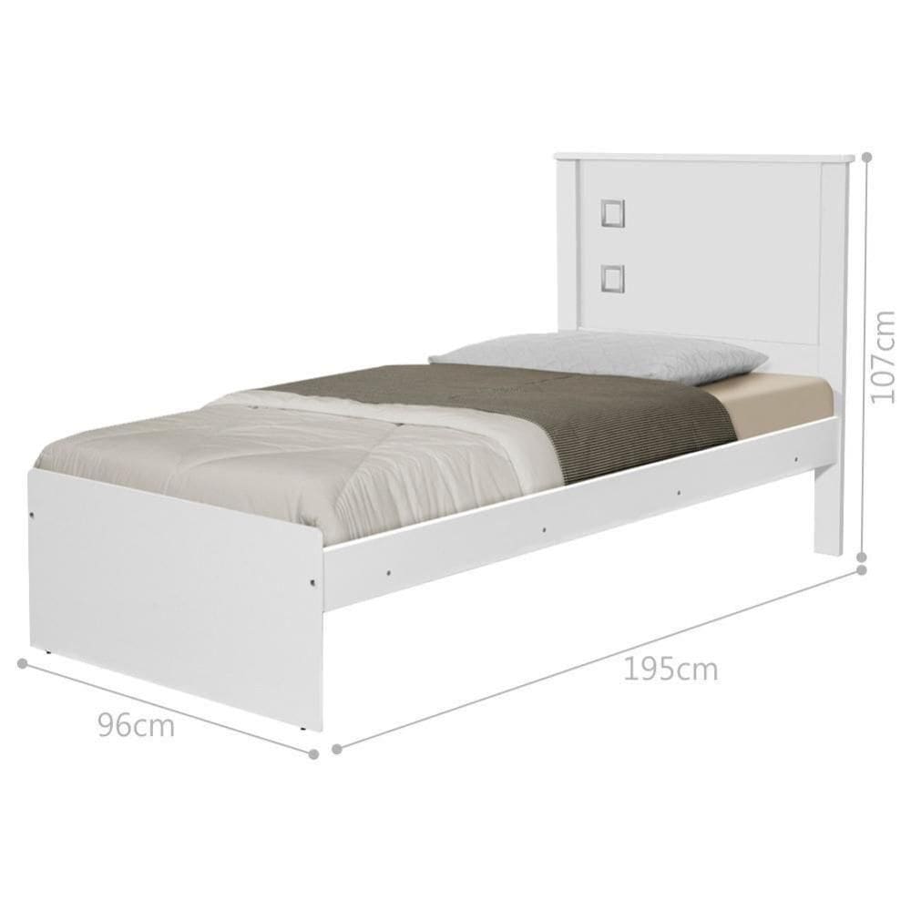 Cama Solteiro Com Cabeceira Barcelona Branco