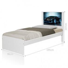 Cama Solteiro Com Cabeceira Carro Sport Raio Azul