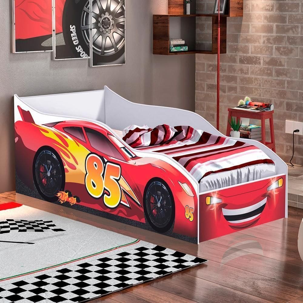 Cama Carro De Solteiro Verona Raio Vermelho