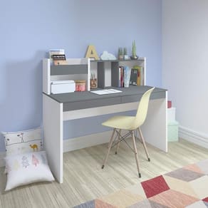 Mesa Para Quarto 2 Gavetas Nebraska Grafito Branco