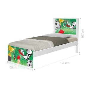Cama Solteiro Com Cabeceira Adesivada Futebol Placar