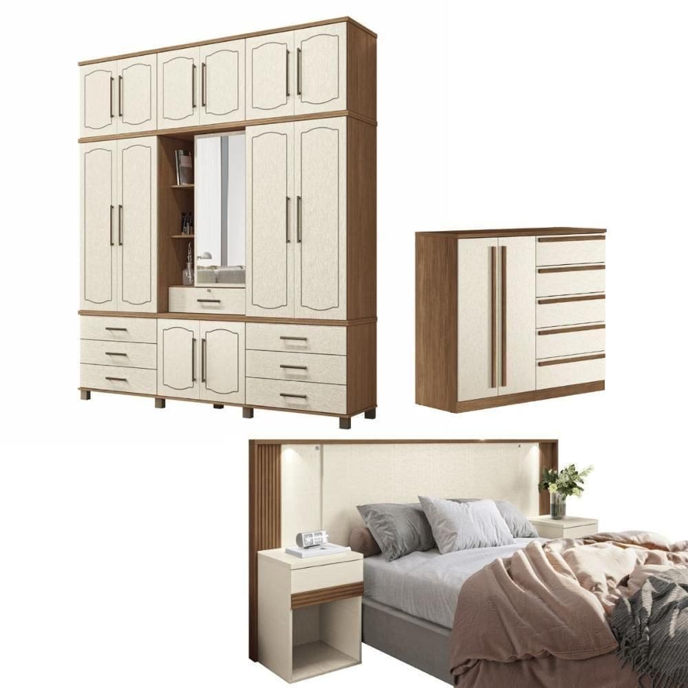 Conjunto Quarto Completo Roma Jatoba Areia