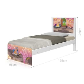 Cama Solteiro Com Cabeceira Adesivada Unicórnios Mágicos