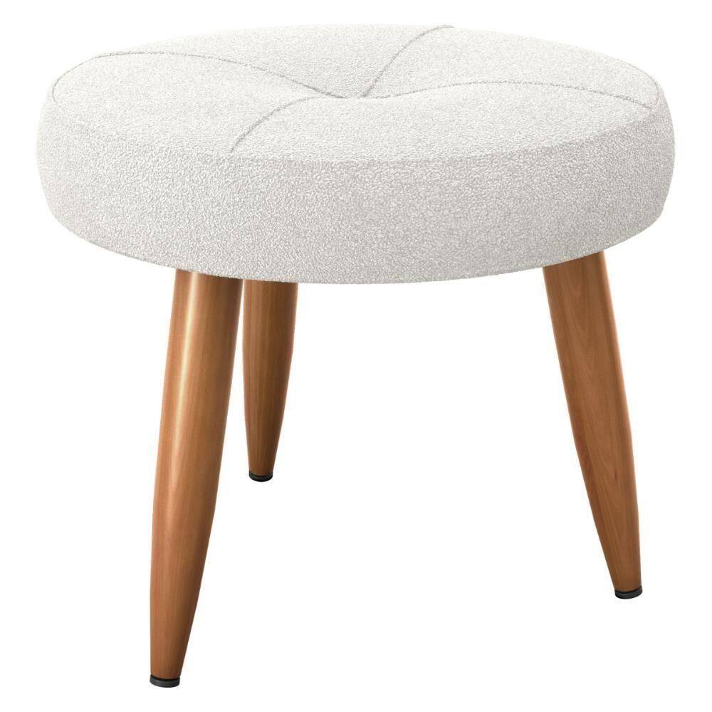 Puff Redondo Para Sala Davi Boucle Natural