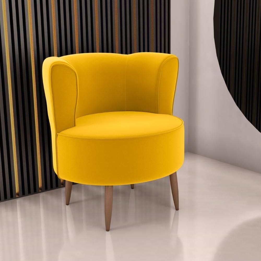 Poltrona Decorativa Para Sala Amapá Veludo Holland Amarelo