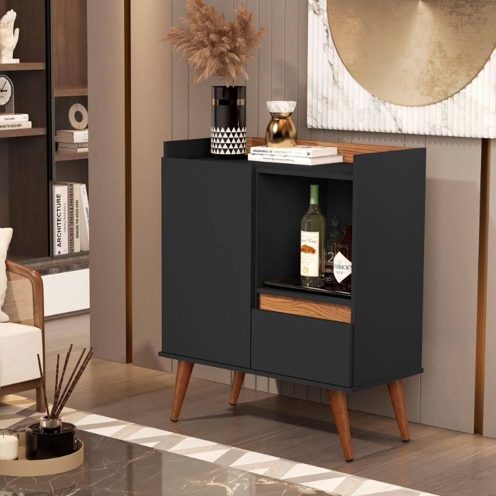 Buffet Essenciale Pés Retro Preto Freijó