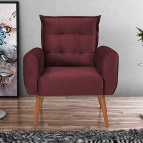 Poltrona Decorativa Para Sala Arcos Veludo Vinho