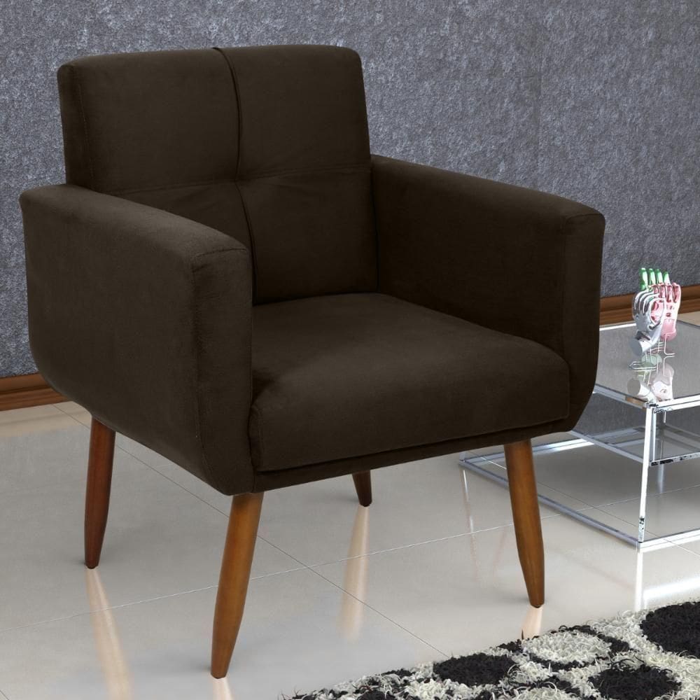 Poltrona Decorativa Itaqui Suede Marrom