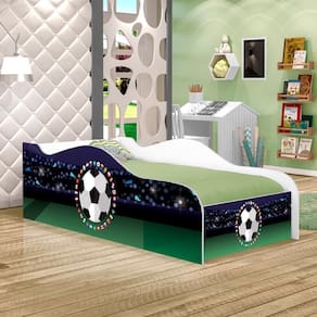 Cama Carro Fun Adesivada Futebol Bandeiras Solteiro