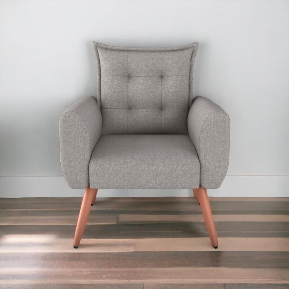 Poltrona Decorativa Para Sala Ravi Linho Chumbo