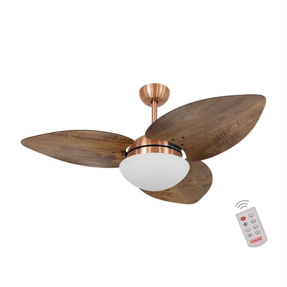 Ventilador De Teto Dormamu Cobre 3 Pás Rádica Imbuia 220V Com Controle