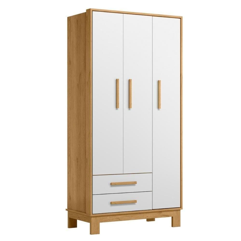 Roupeiro Com 3 Portas Segóvia Freijó Branco Acetinado