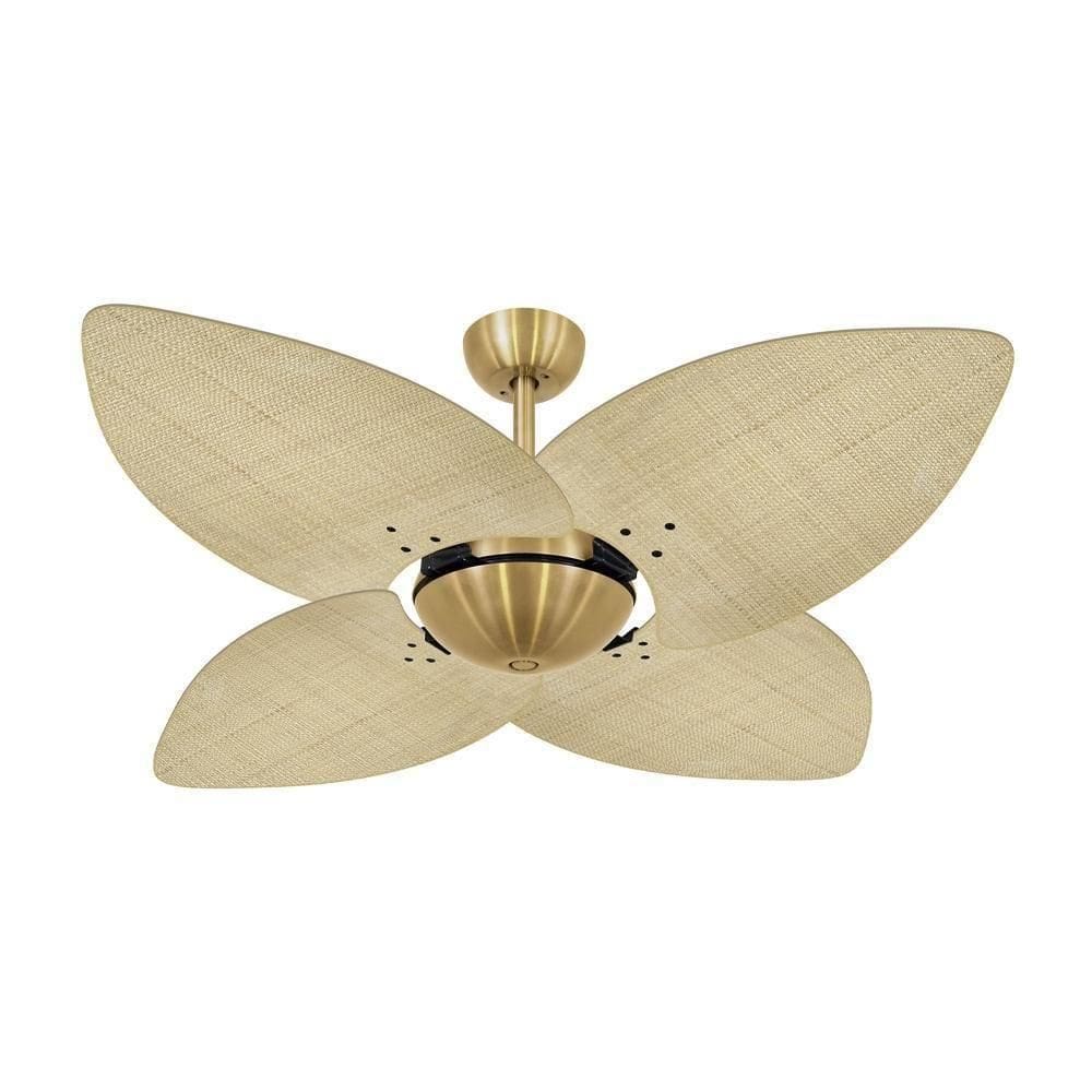 Ventilador De Teto Dormamu Dourado Office 4 Pás Palmae Natural 110V