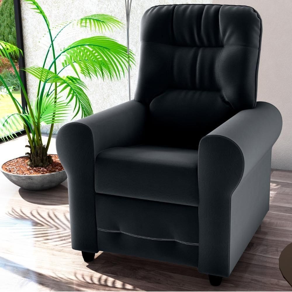 Poltrona Reclinável Para Descanso Guaíra Veludo Inca Preto