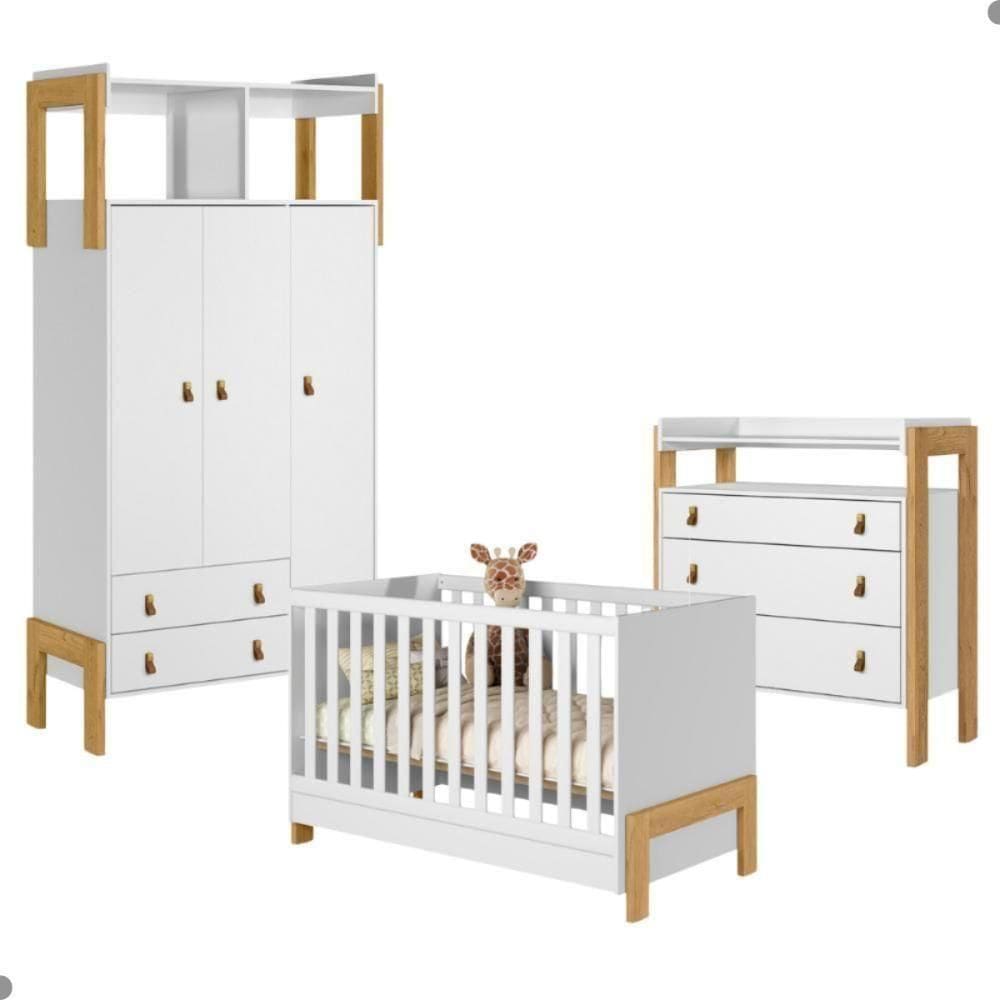 Conjunto Para Quarto Infantil Esquel Branco Acetinado