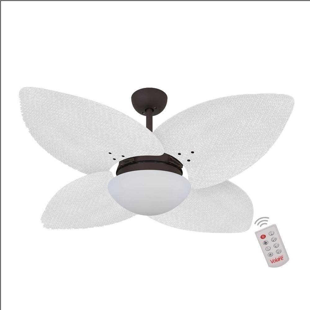 Ventilador De Teto Dormamu Marrom Texturizado 4 Pés Palmae Branco 110V Com Controle