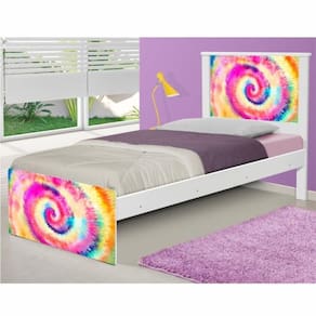 Cama Solteiro Com Cabeceira Adesivada Tie Dye