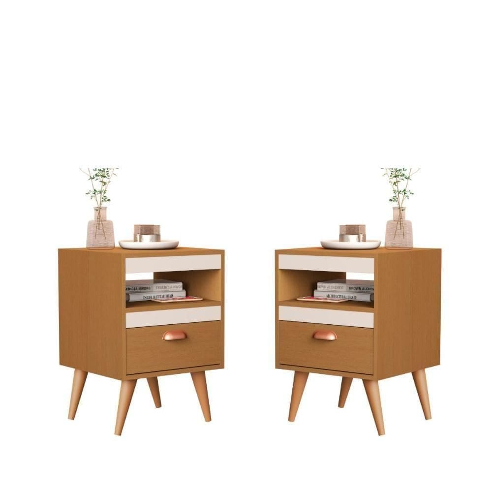 Kit Mesa Cabeceira 2 Unidades Erba Ype Off White